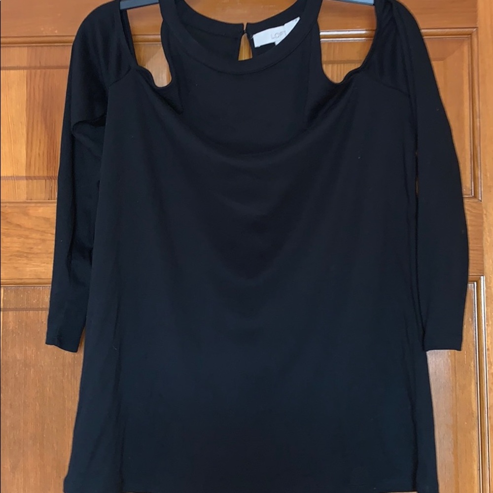 Loft Women’s M Black LS Cold Shoulder Shirt
